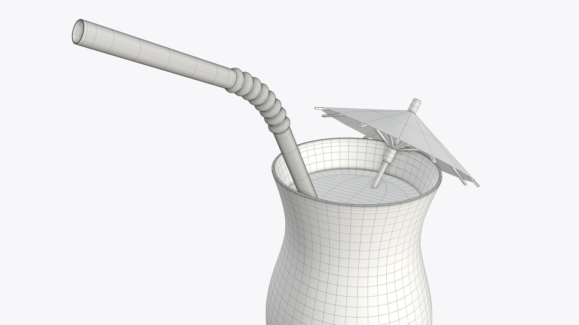 Orange juice with straw and umbrella in a tulip glass  3D model_4