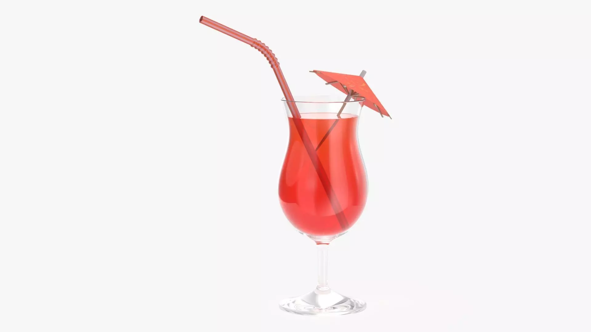 Orange juice with straw and umbrella in a tulip glass  3D model_0