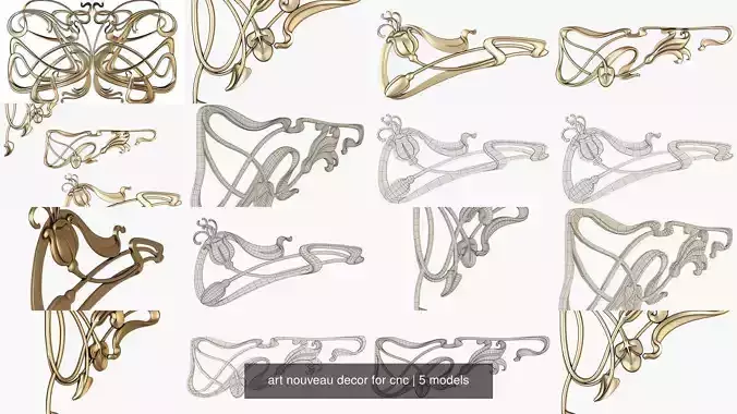 art nouveau decor for cnc 3D Model Collection