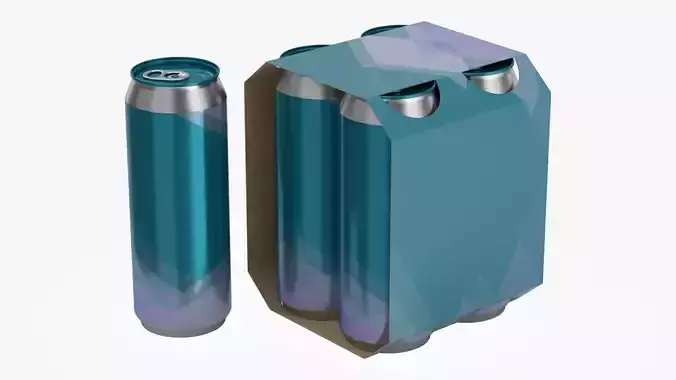 Cluster-pack carton packaging for 4 beer cans 500 ml