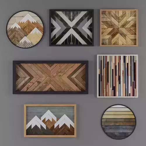 Geometric Wood Art wood wall art scandinavian Free 3D model