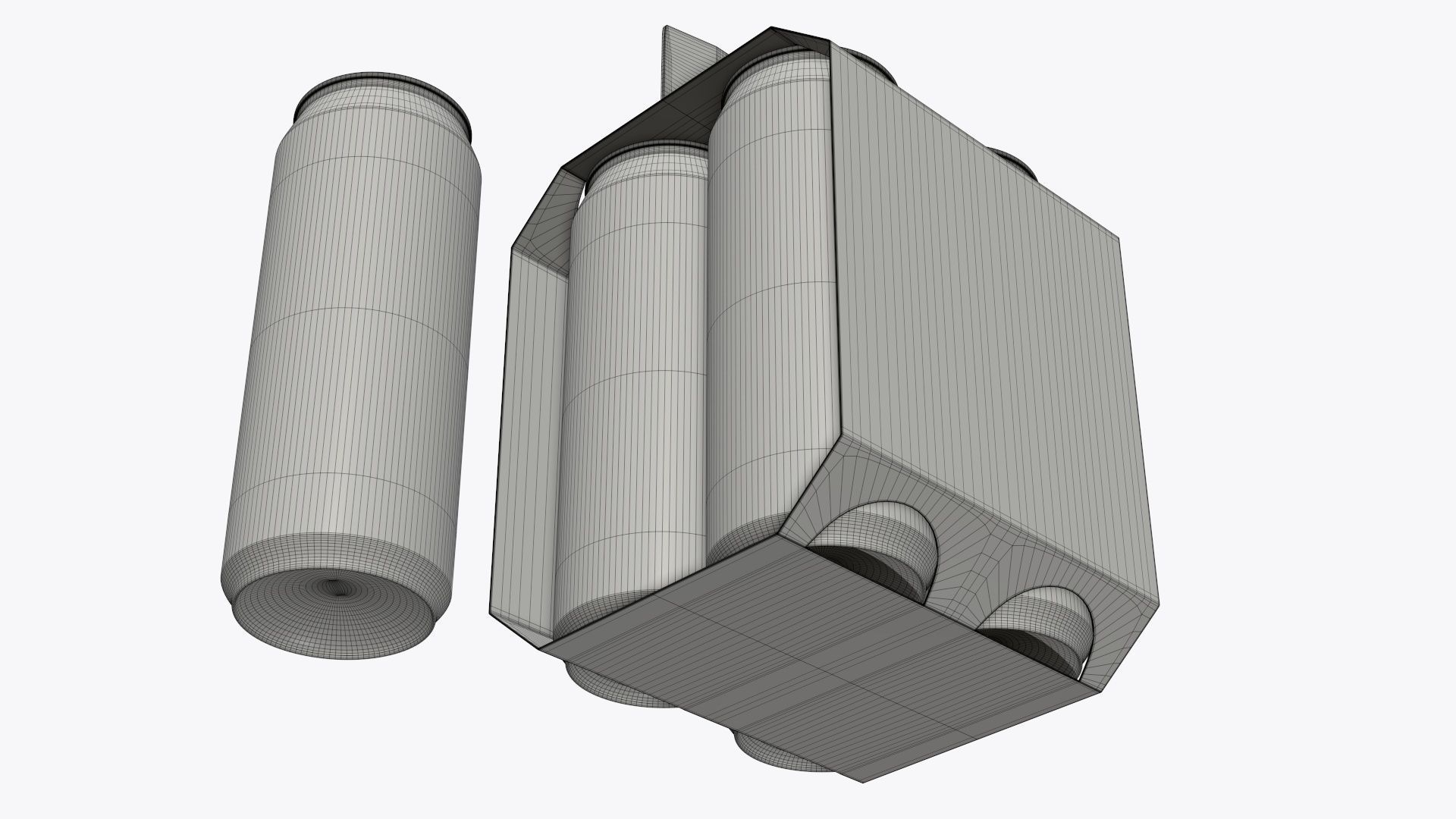 Cluster-pack carton packaging with handle for 4 beer cans 500 ml 3D model_7