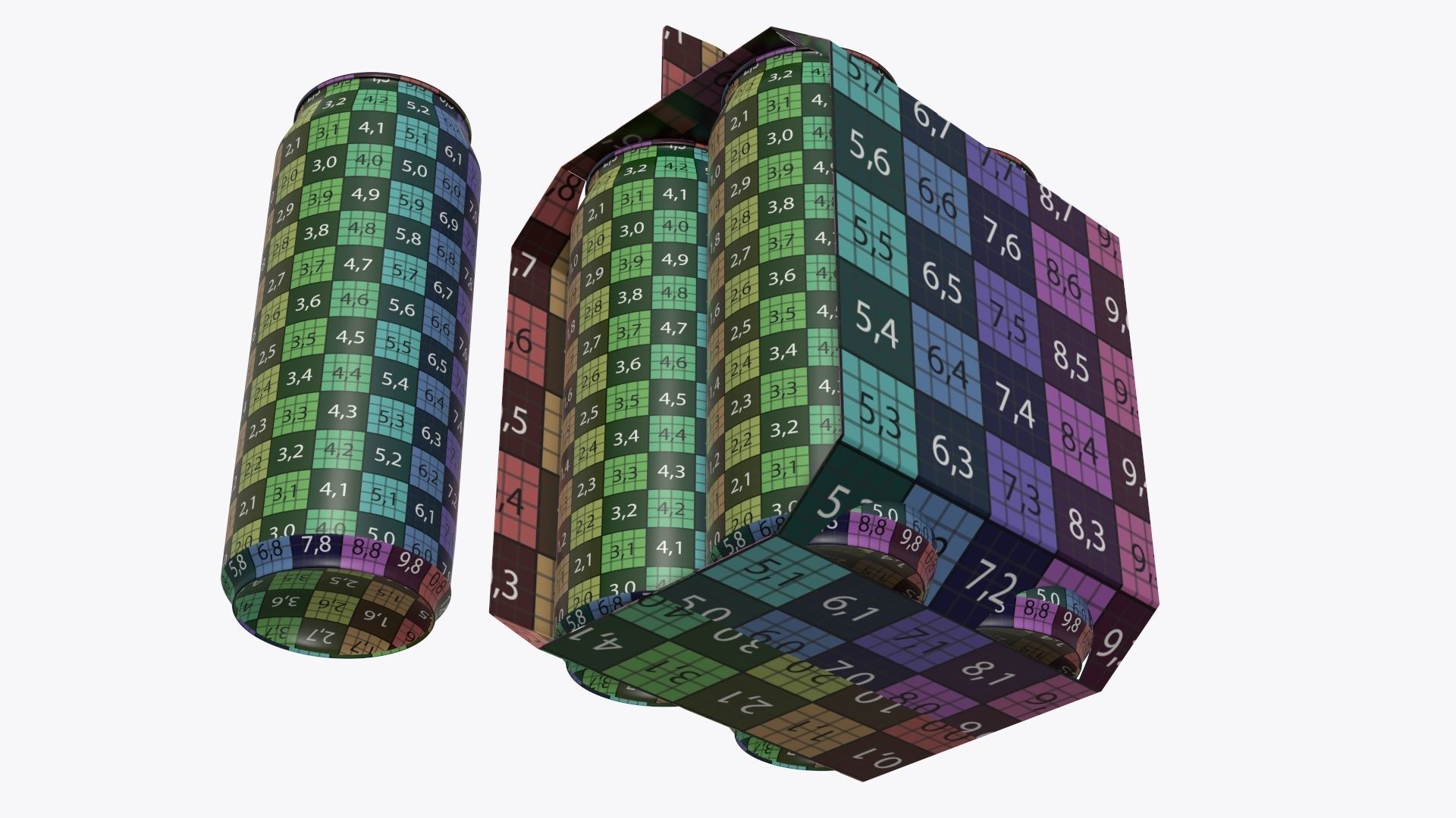 Cluster-pack carton packaging with handle for 4 beer cans 500 ml 3D model_11