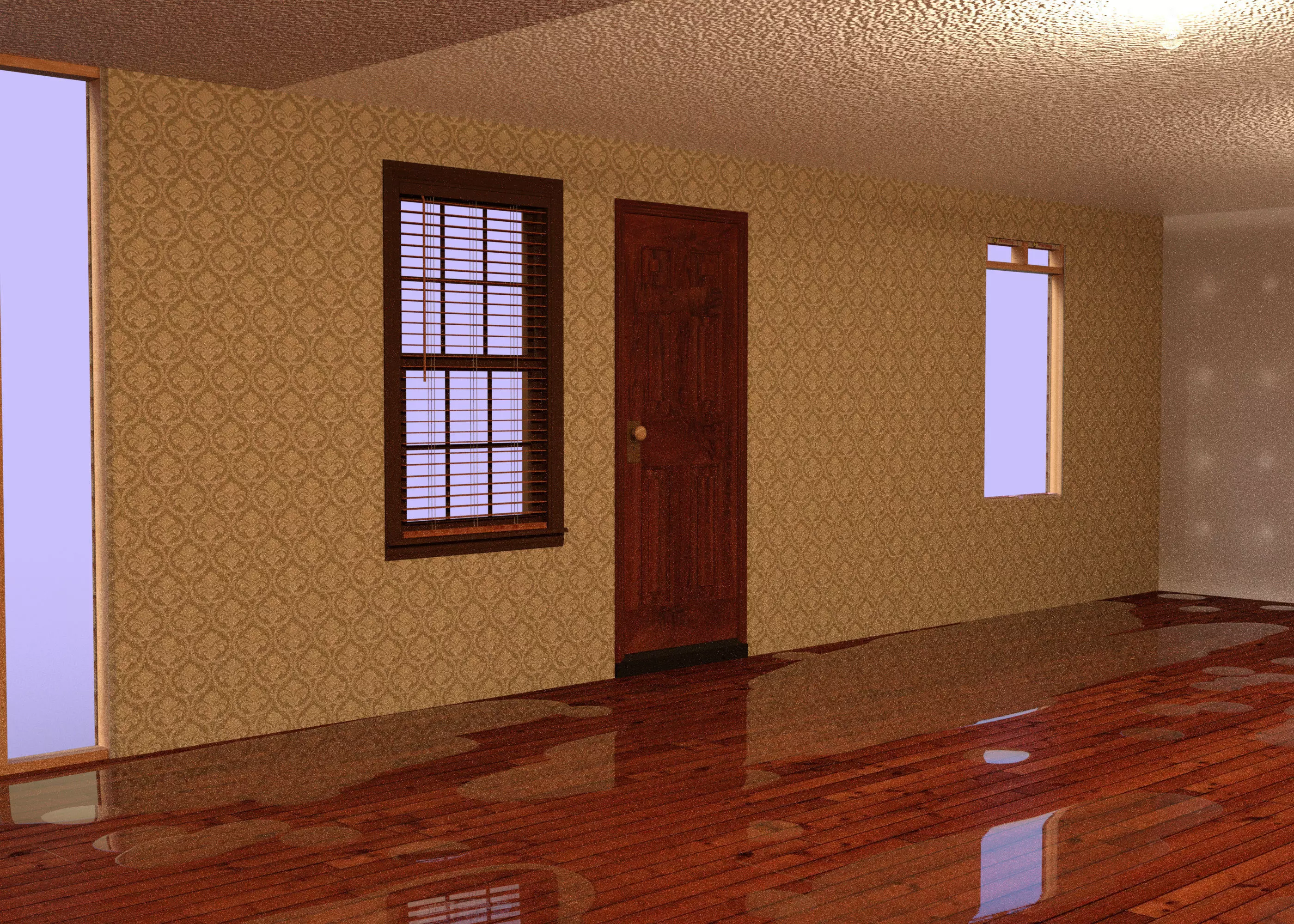 Floor wooden cage with rug inside 3D model