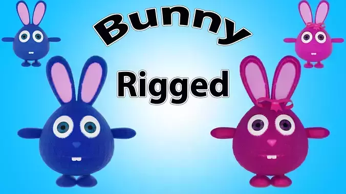 cute bunny family Low-poly 3D model