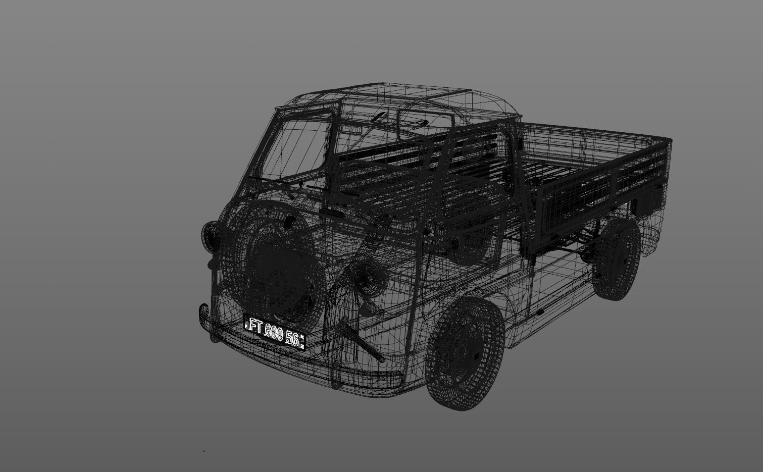 FIAT 600 MULTIPLA CORIASCO PICKUP 1956 3D model_14