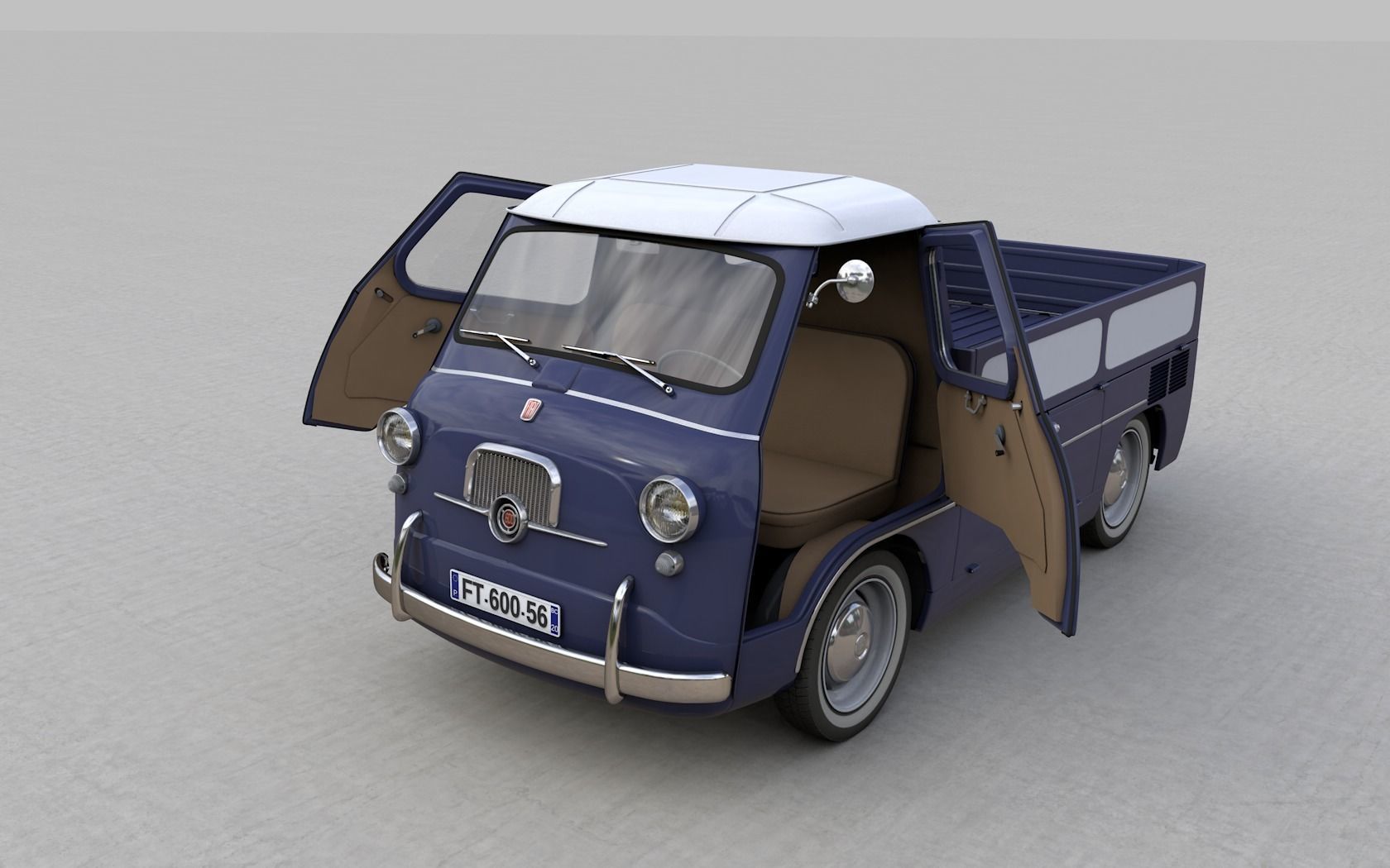 FIAT 600 MULTIPLA CORIASCO PICKUP 1956 3D model_1