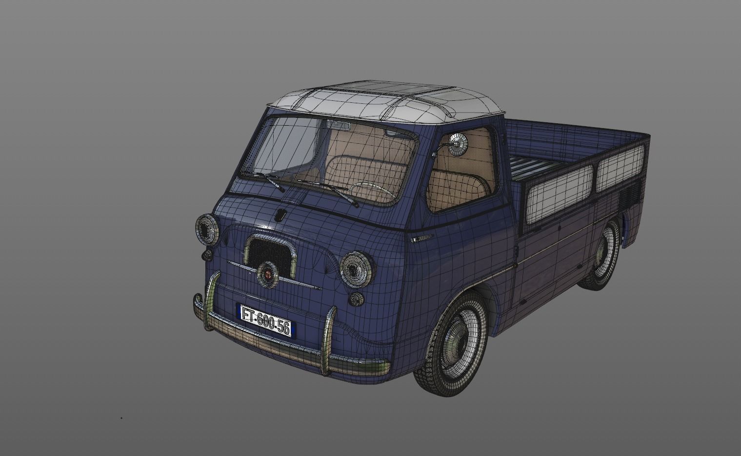 FIAT 600 MULTIPLA CORIASCO PICKUP 1956 3D model_15