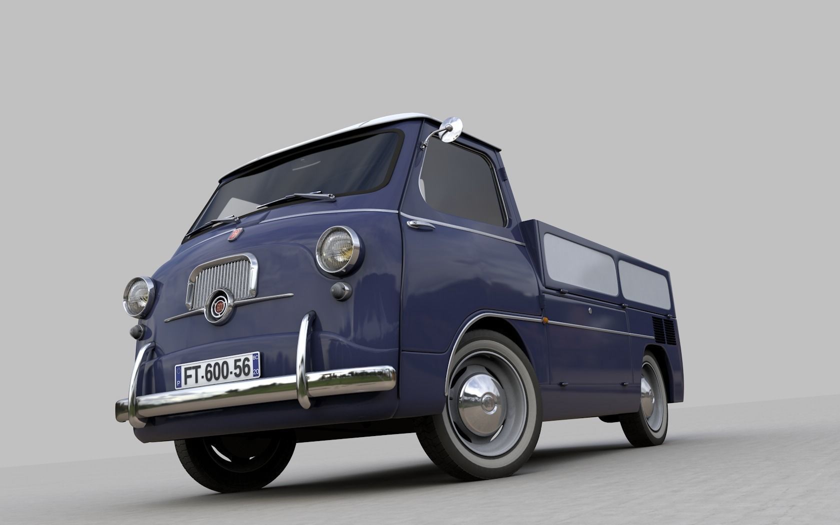 FIAT 600 MULTIPLA CORIASCO PICKUP 1956 3D model_11