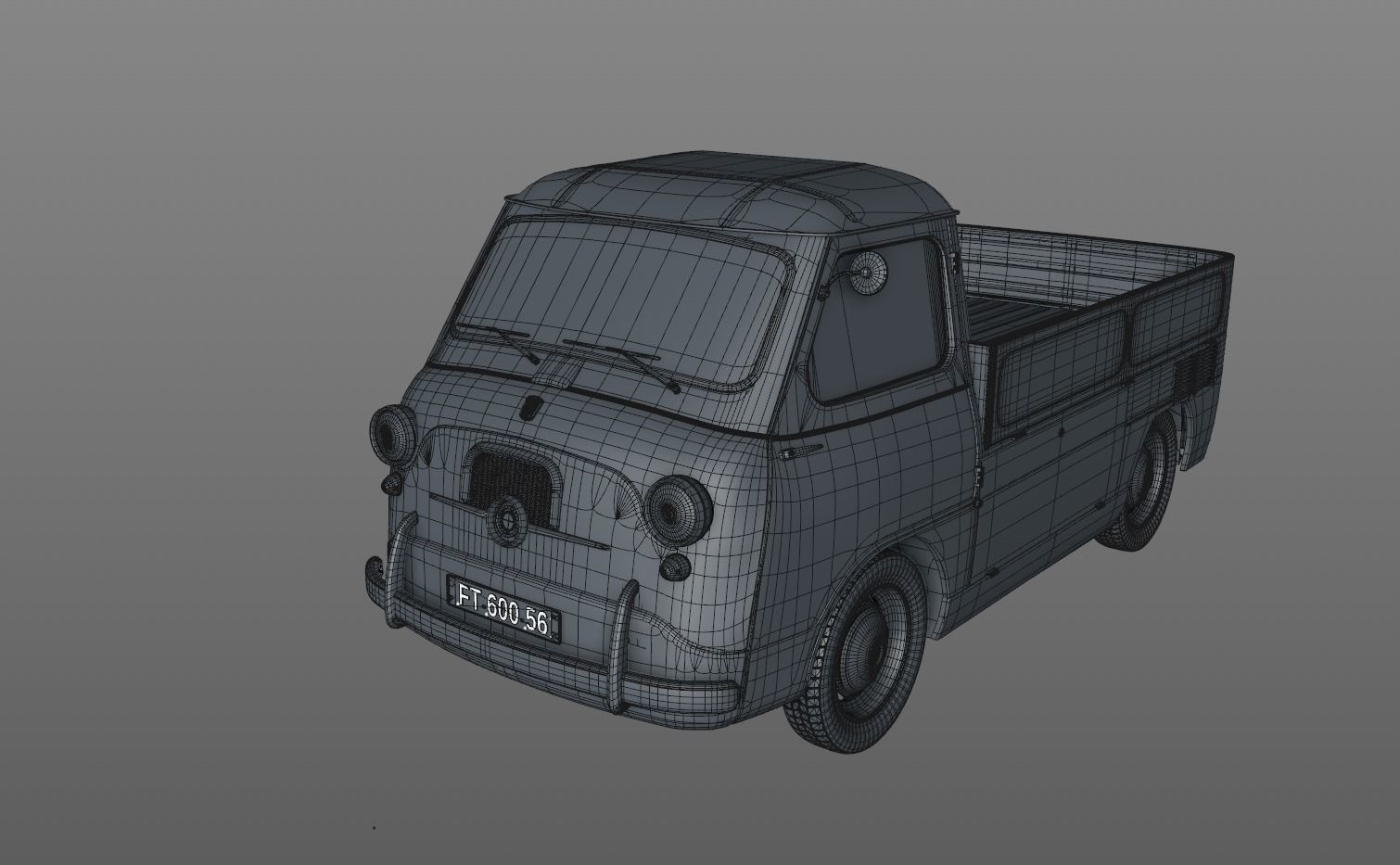 FIAT 600 MULTIPLA CORIASCO PICKUP 1956 3D model_13