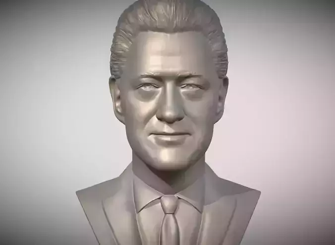 President Bill Clinton bust 3D printing ready stl obj formats 3D print model