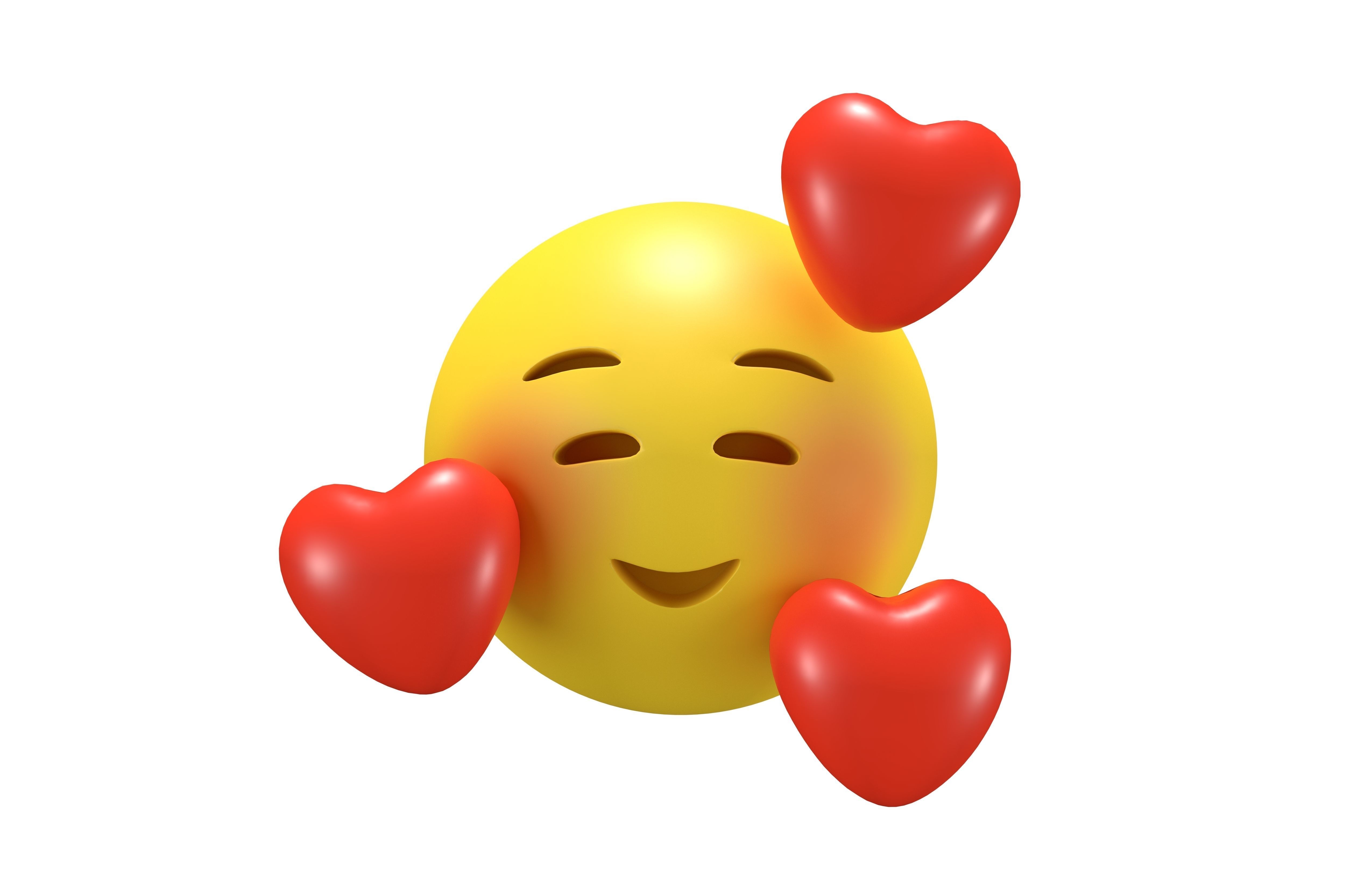 Smiling Face With Hearts Low-poly 3D model_2