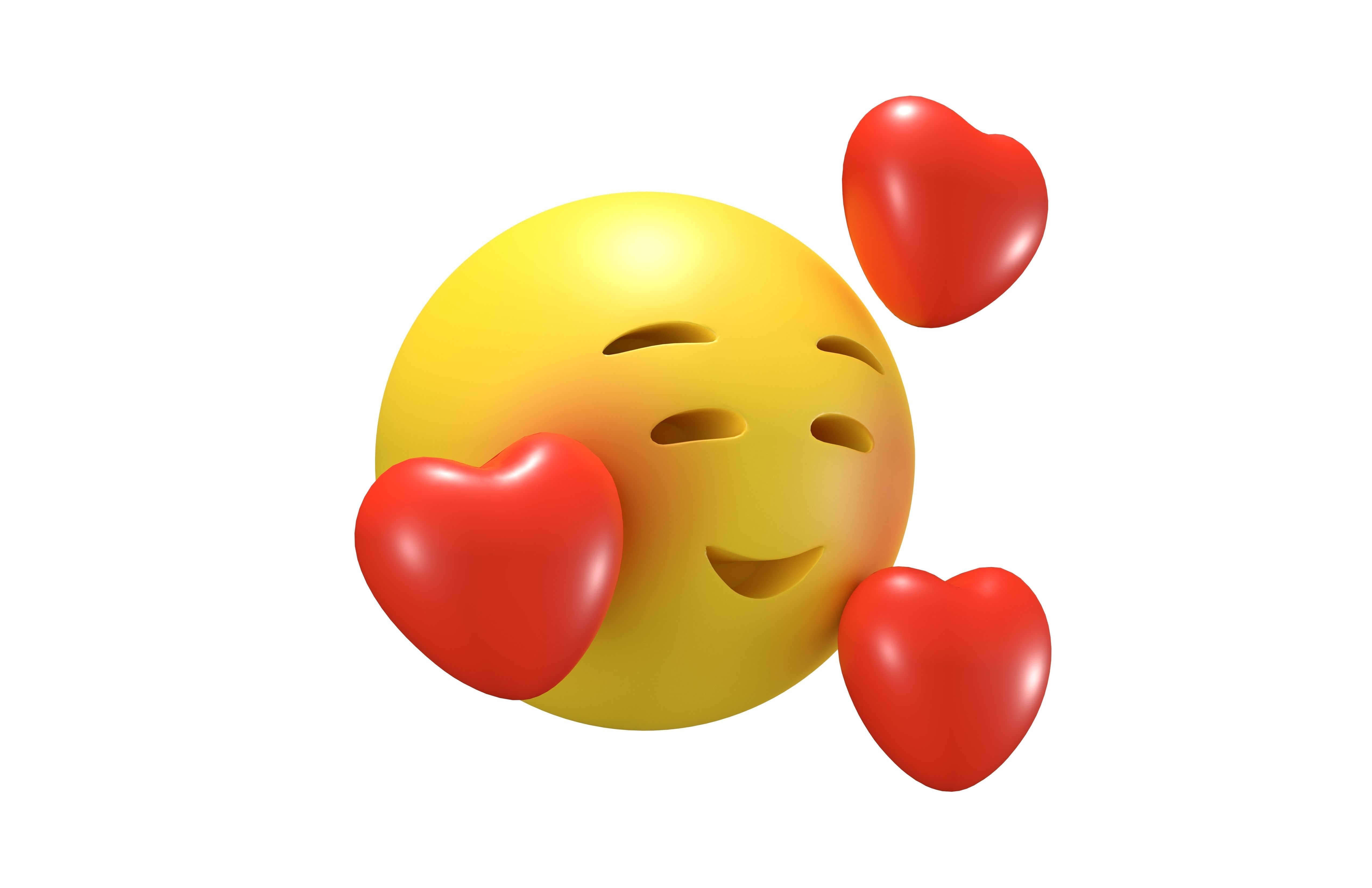 Smiling Face With Hearts Low-poly 3D model_3