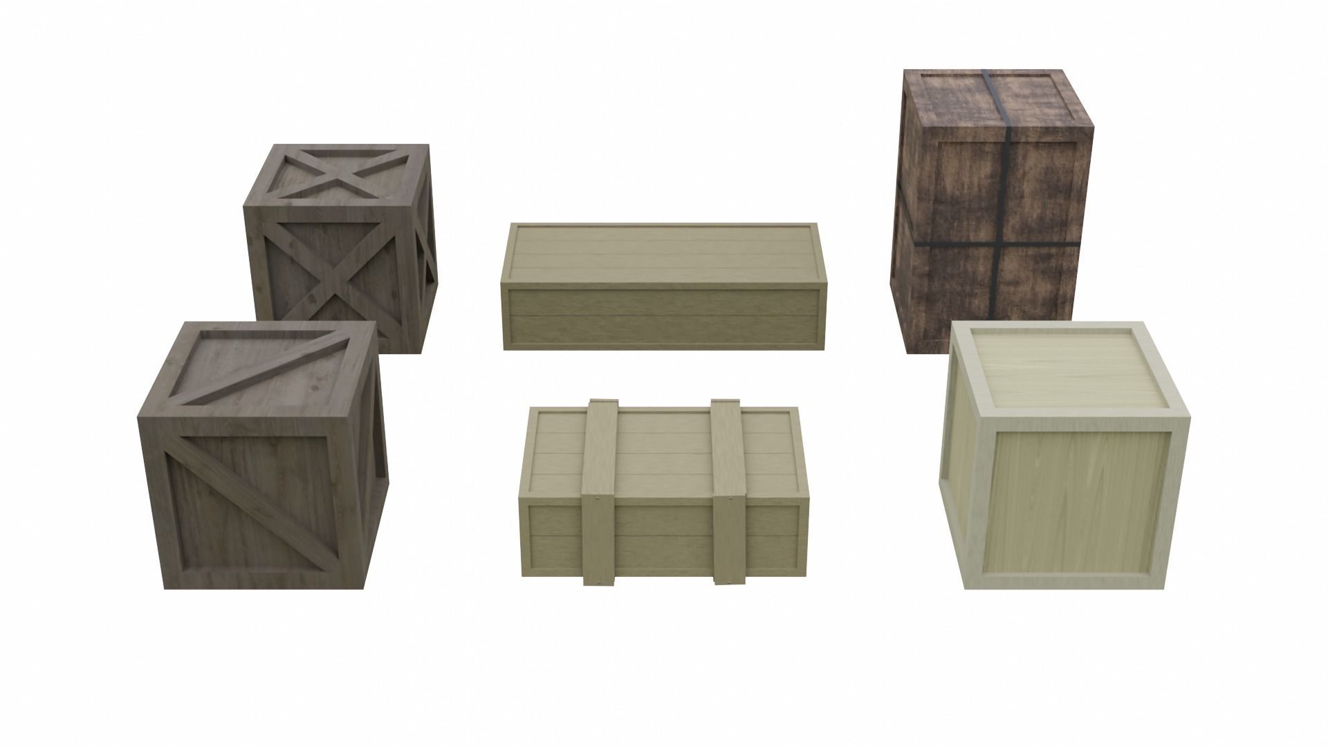 Assorted Low Poly Wooden Crate Collection _13