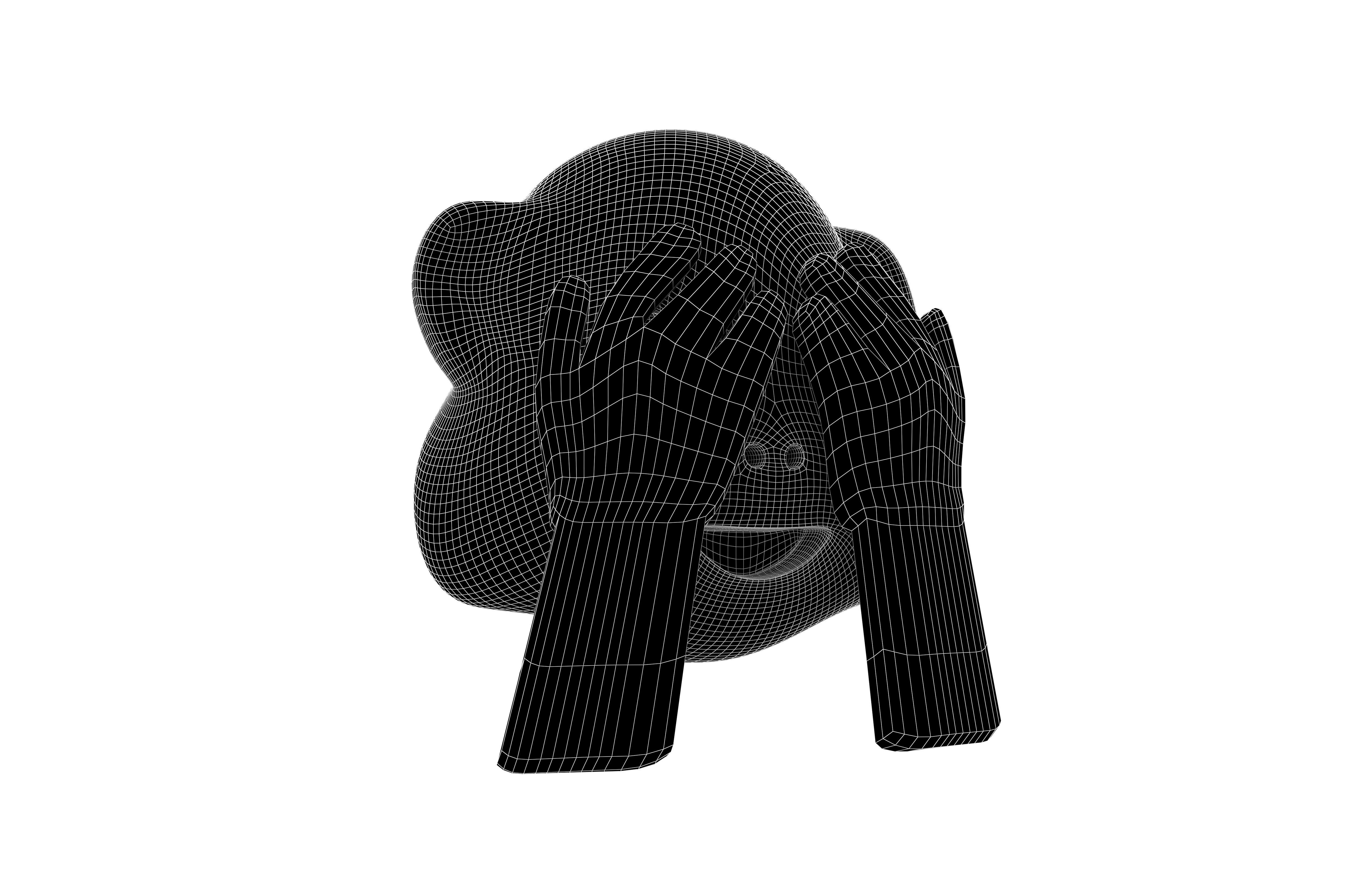 See-No-Evil Monkey Low-poly 3D model_7
