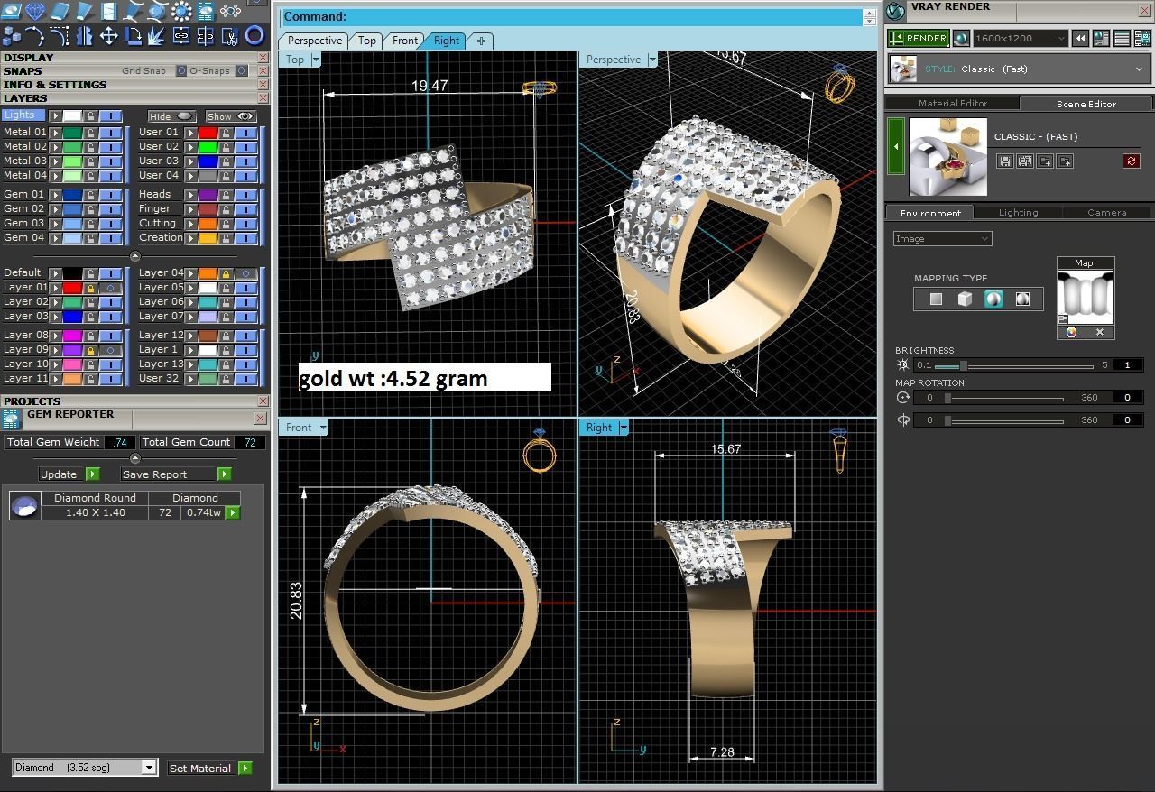 Men diamond Band Ring 3dm render detail 3D print model_8