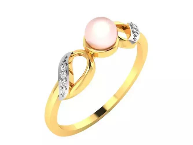Women Pearl Diamond ring 3dm render detail 