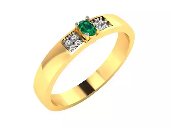 Women Gemstone Band Ring 3dm render detail