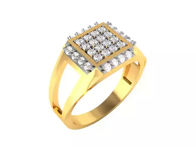 Gents Diamond Band Ring 3dm render detail