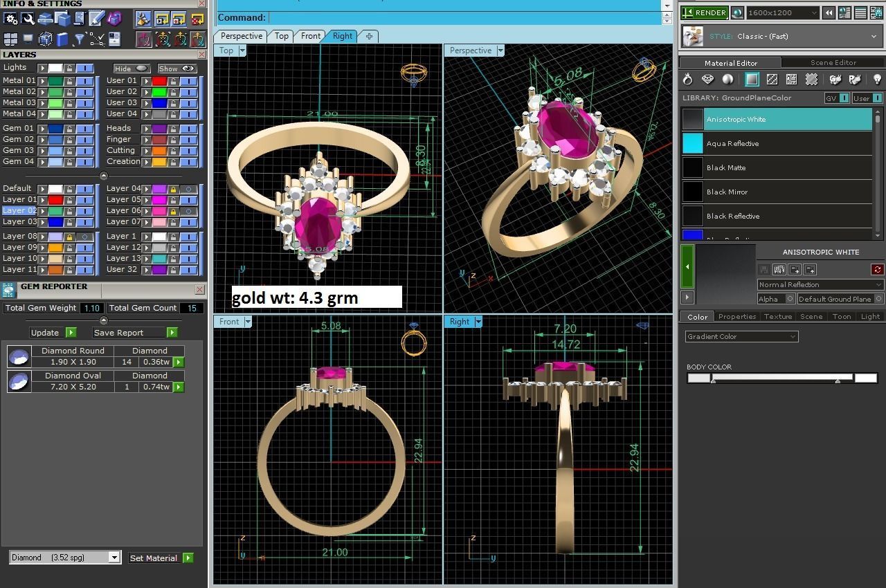 Women Ruby Diamond Band Ring 3dm render detail 3D print model_8