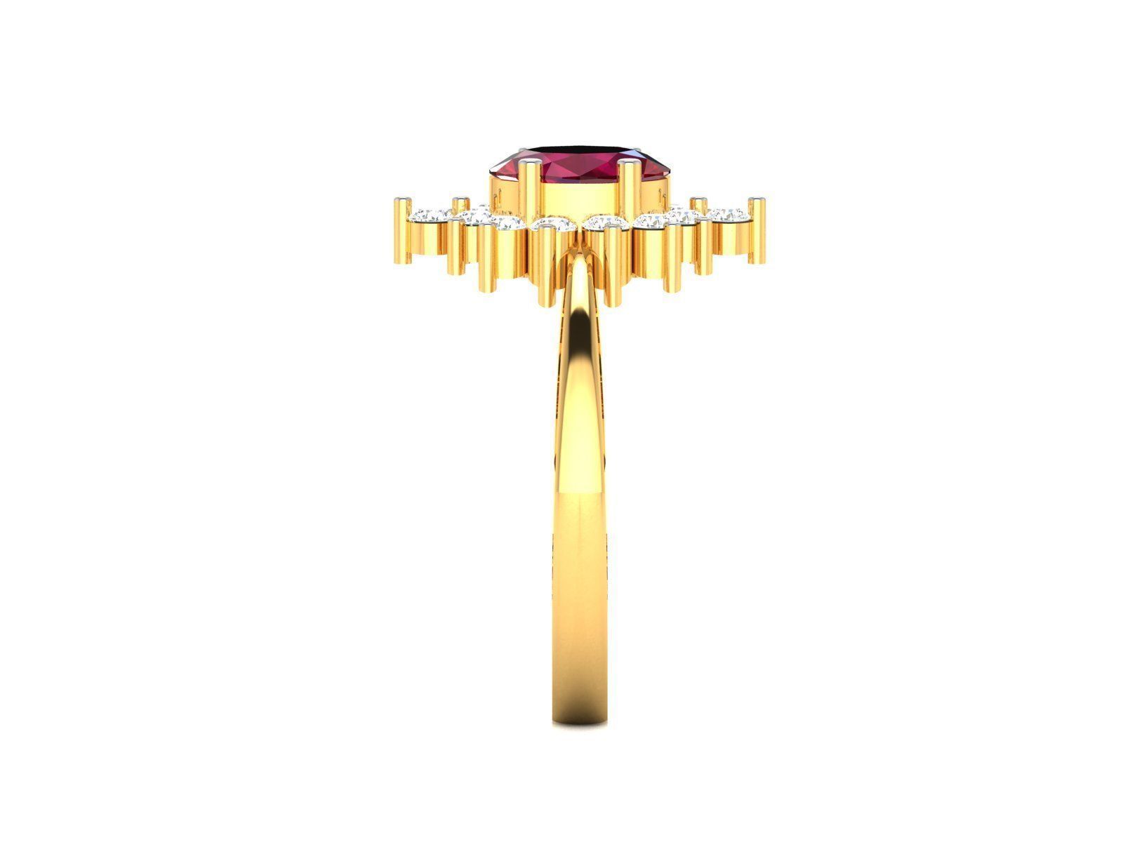 Women Ruby Diamond Band Ring 3dm render detail 3D print model_6