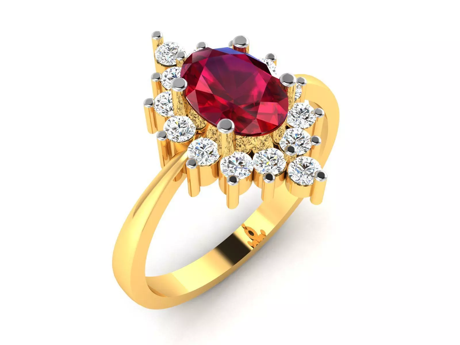 Women Ruby Diamond Band Ring 3dm render detail 3D print model_0