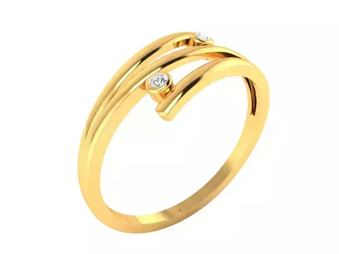 Women two diamond Band Ring 3dm render detail