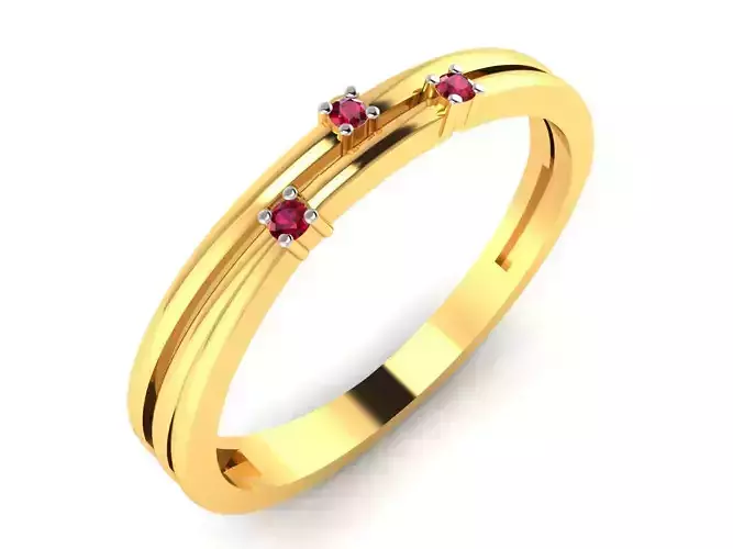 Women Three Diamond Band Ring 3dm render detail