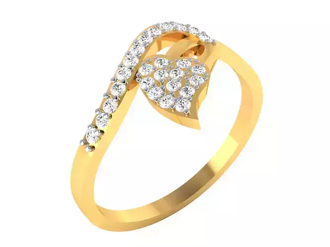 Women Heart Leaf  Band Ring 3dm render detail