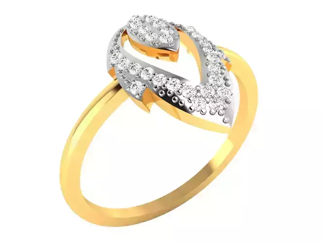 Women Leaf Diamond Band Ring 3dm render detail