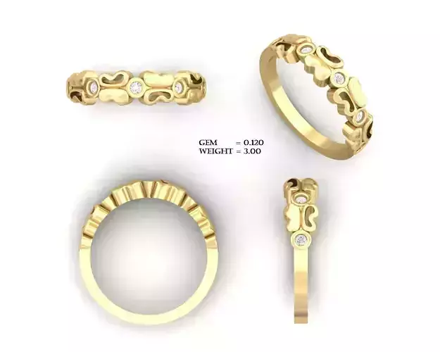Women Band Ring 3dm render detail