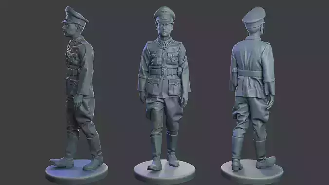 German Officer ww2 walk G5 3D print model