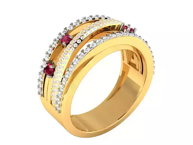 Women Diamond Band Ring 3dm render detail