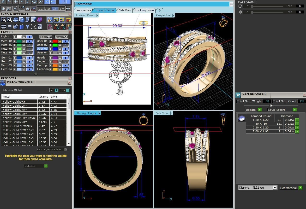 Women Diamond Band Ring 3dm render detail 3D print model_9