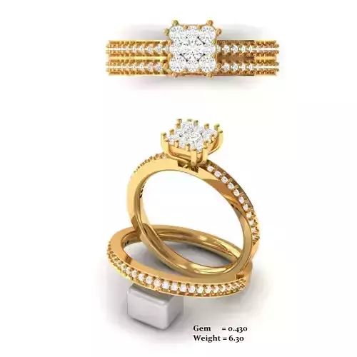 Women wedding diamond ruby  Band Ring 3dm render detail