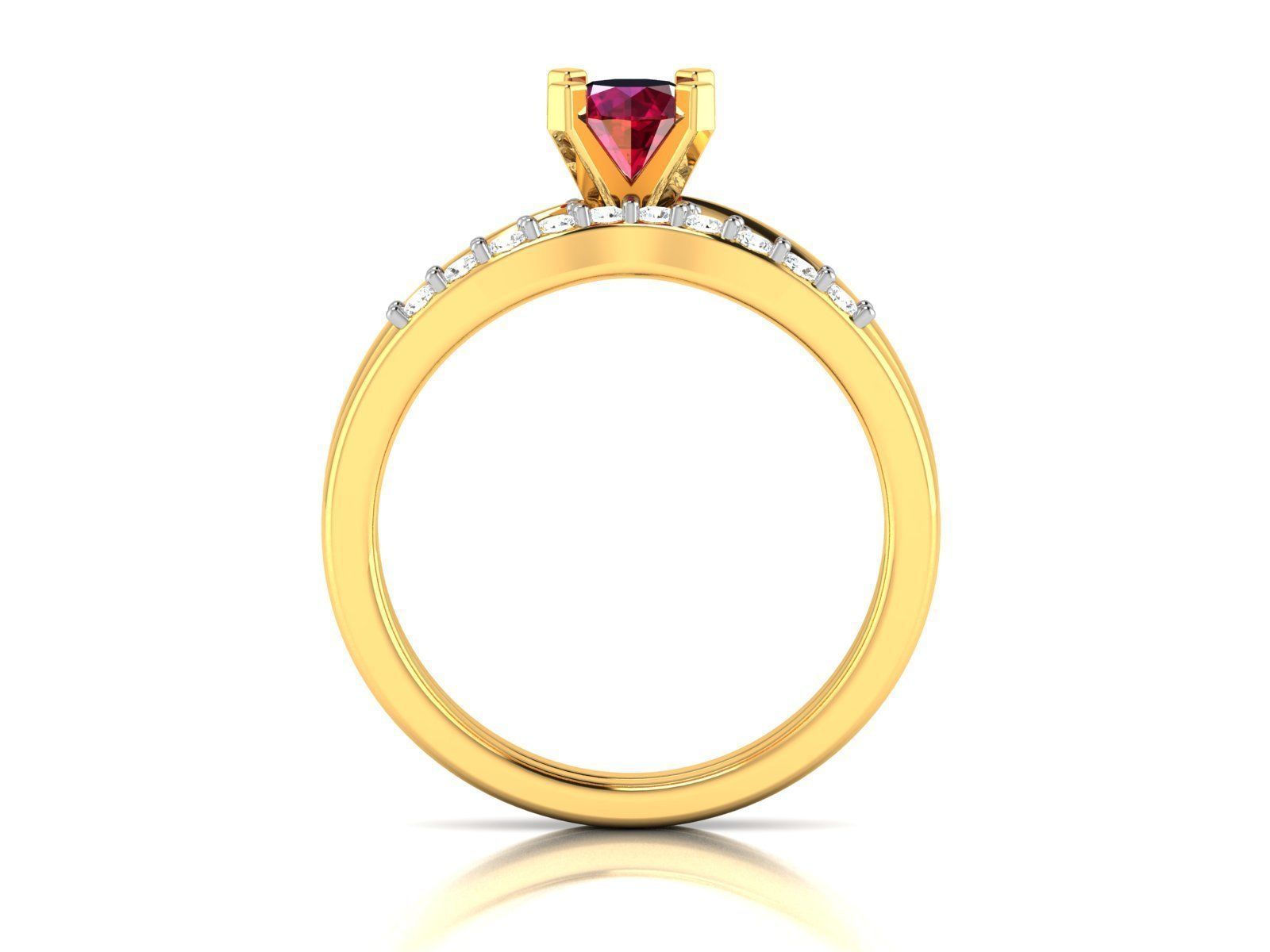 Women Diamond Ruby Band Ring 3dm render detail 3D print model_3