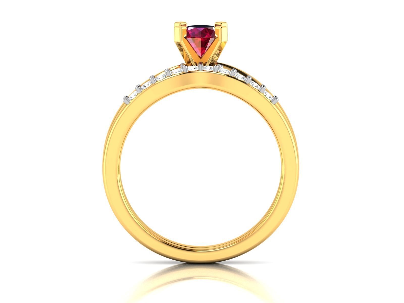 Women Diamond Ruby Band Ring 3dm render detail 3D print model_4