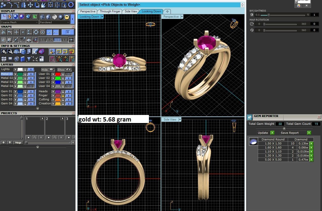 Women Diamond Ruby Band Ring 3dm render detail 3D print model_9