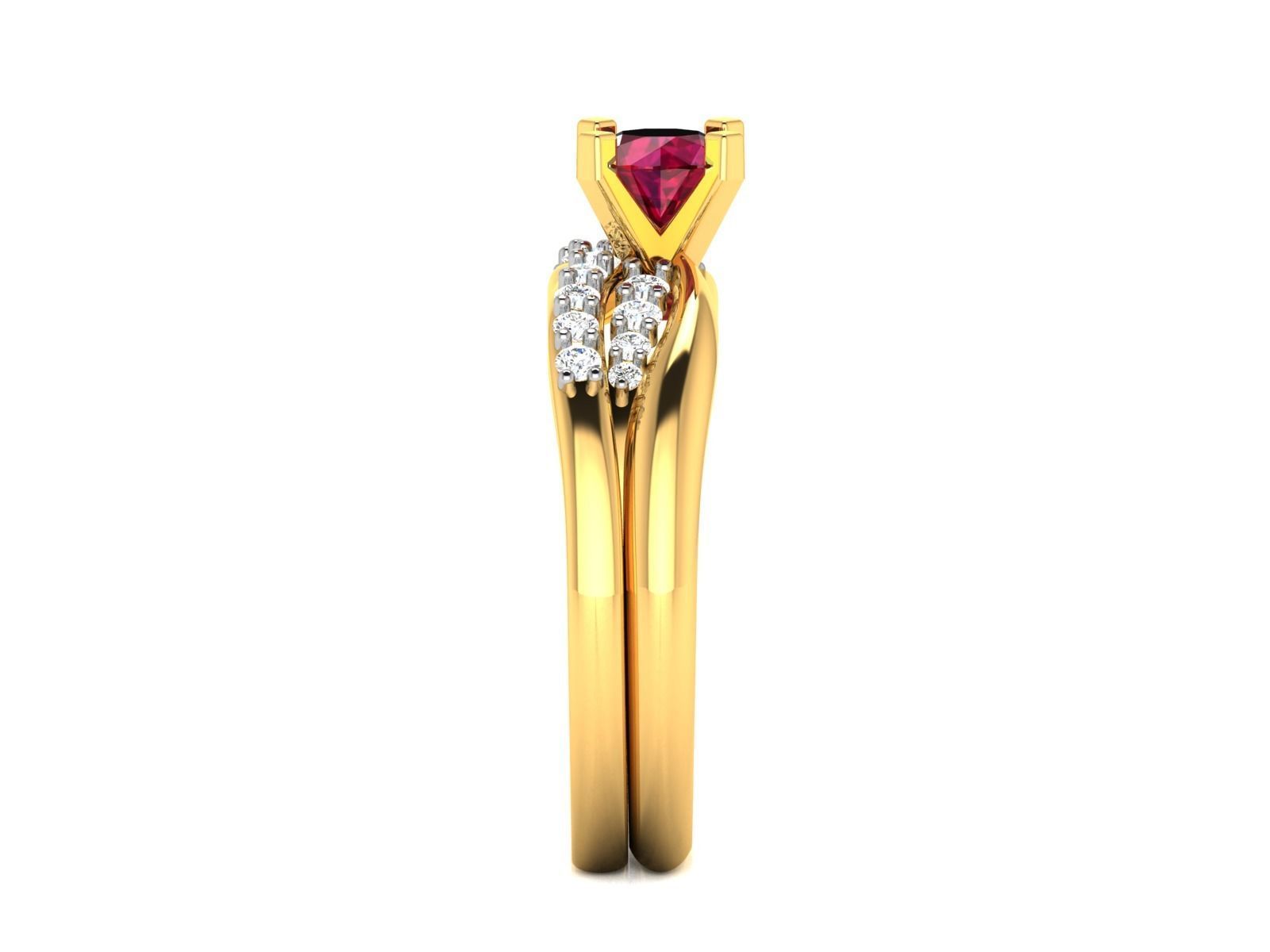 Women Diamond Ruby Band Ring 3dm render detail 3D print model_5