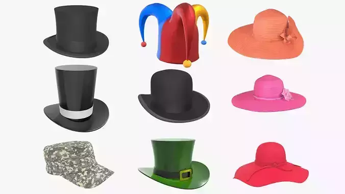 Hat set bowler men women floppy summer jester magician military