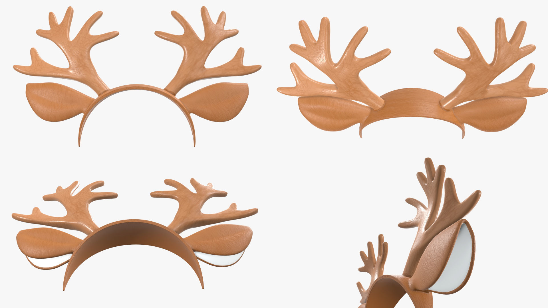 Headband set bunny cat deer ears horns devil bow heart 3D model_11