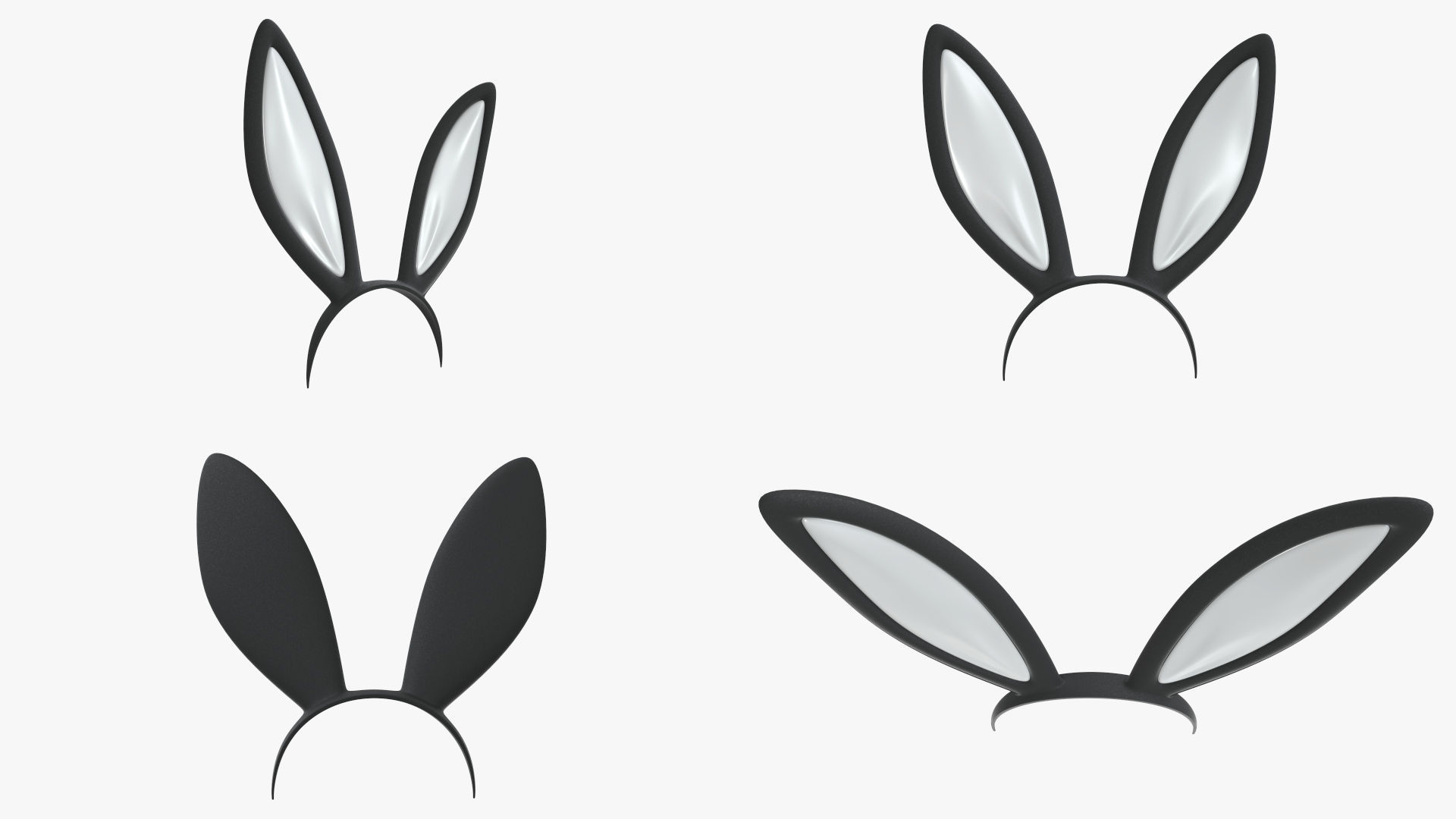 Headband set bunny cat deer ears horns devil bow heart 3D model_1