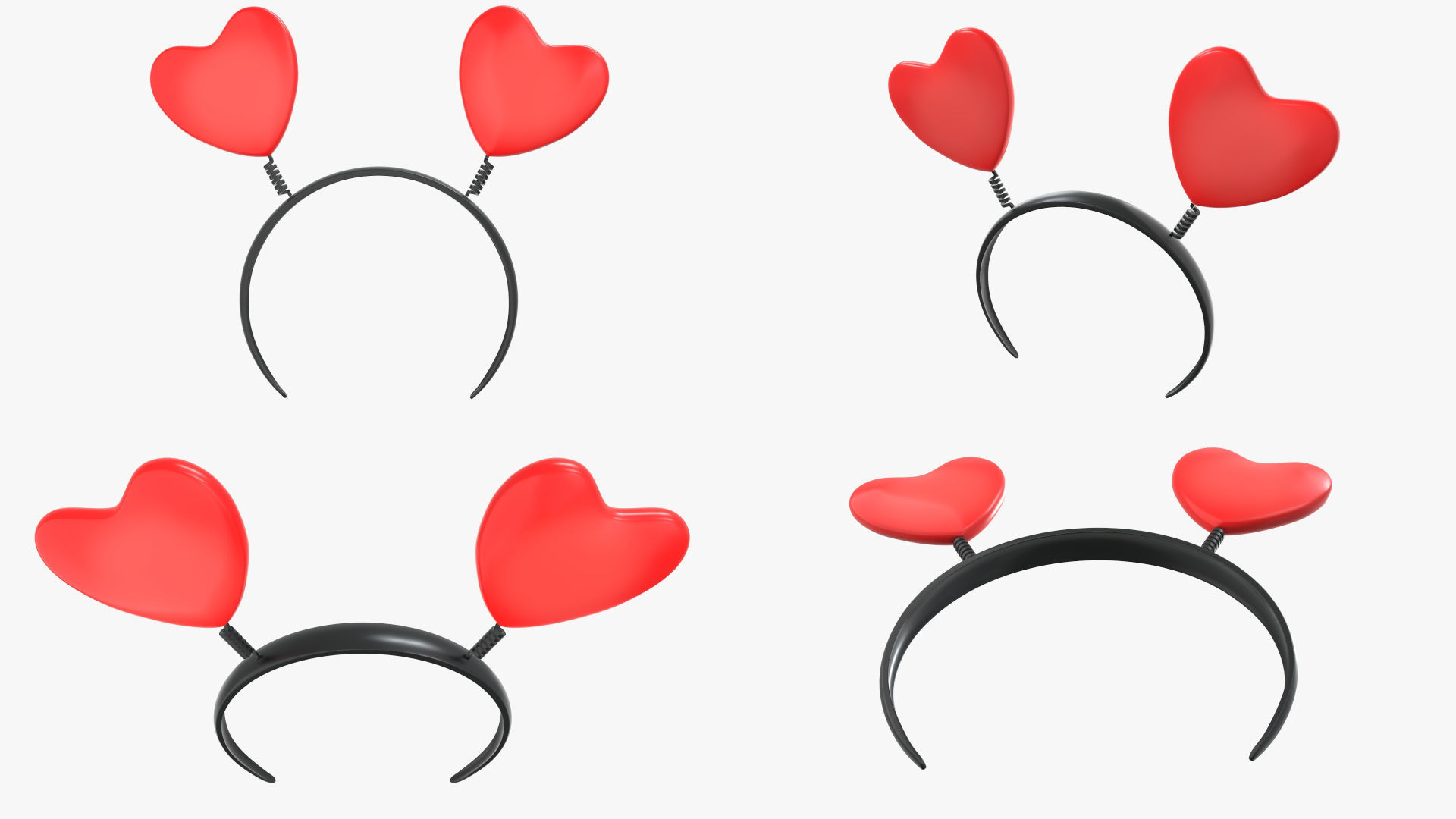 Headband set bunny cat deer ears horns devil bow heart 3D model_17