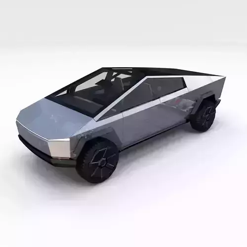 Tesla Cybertruck with chassis and interior 3D model