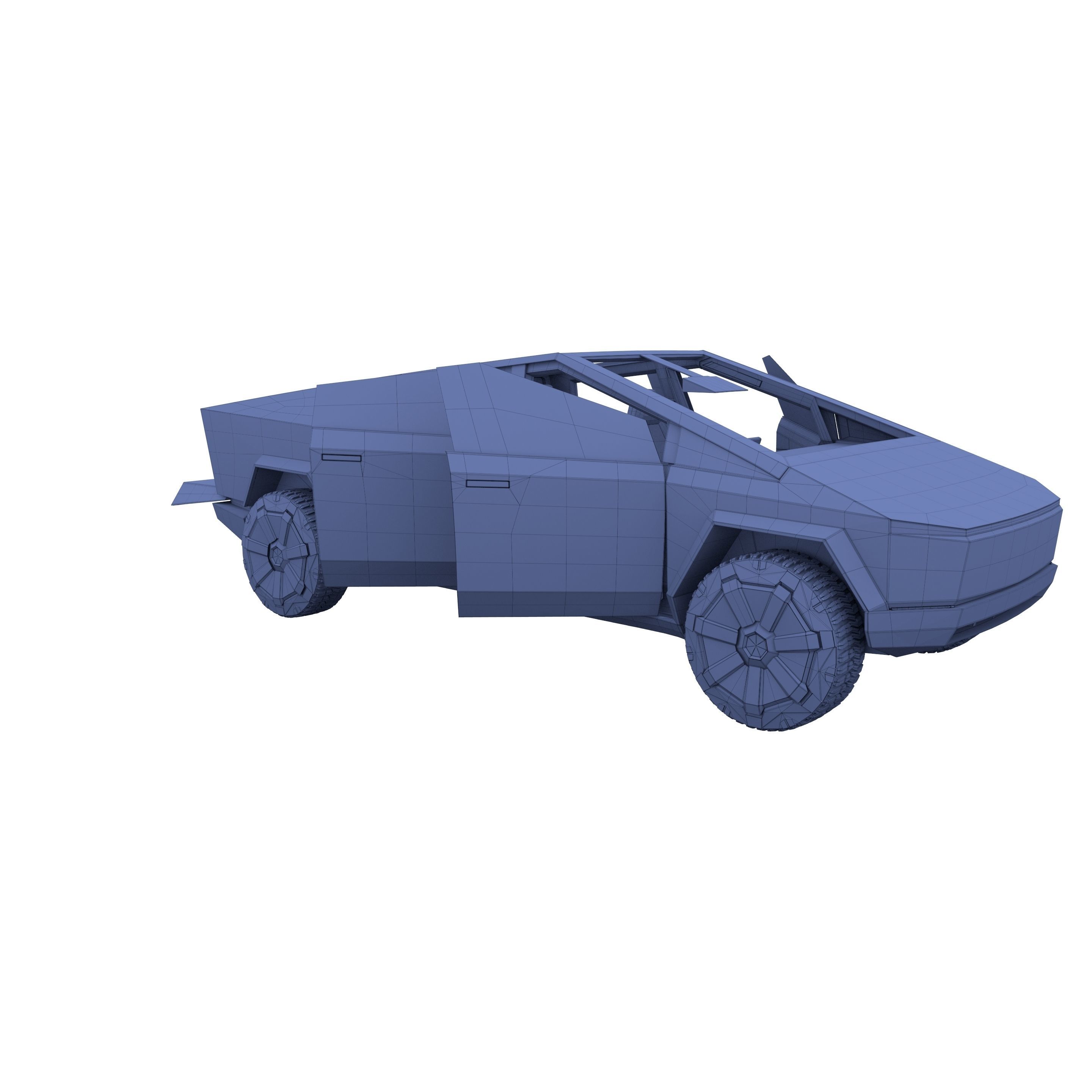 Tesla Cybertruck with chassis and interior Blue 3D model_31