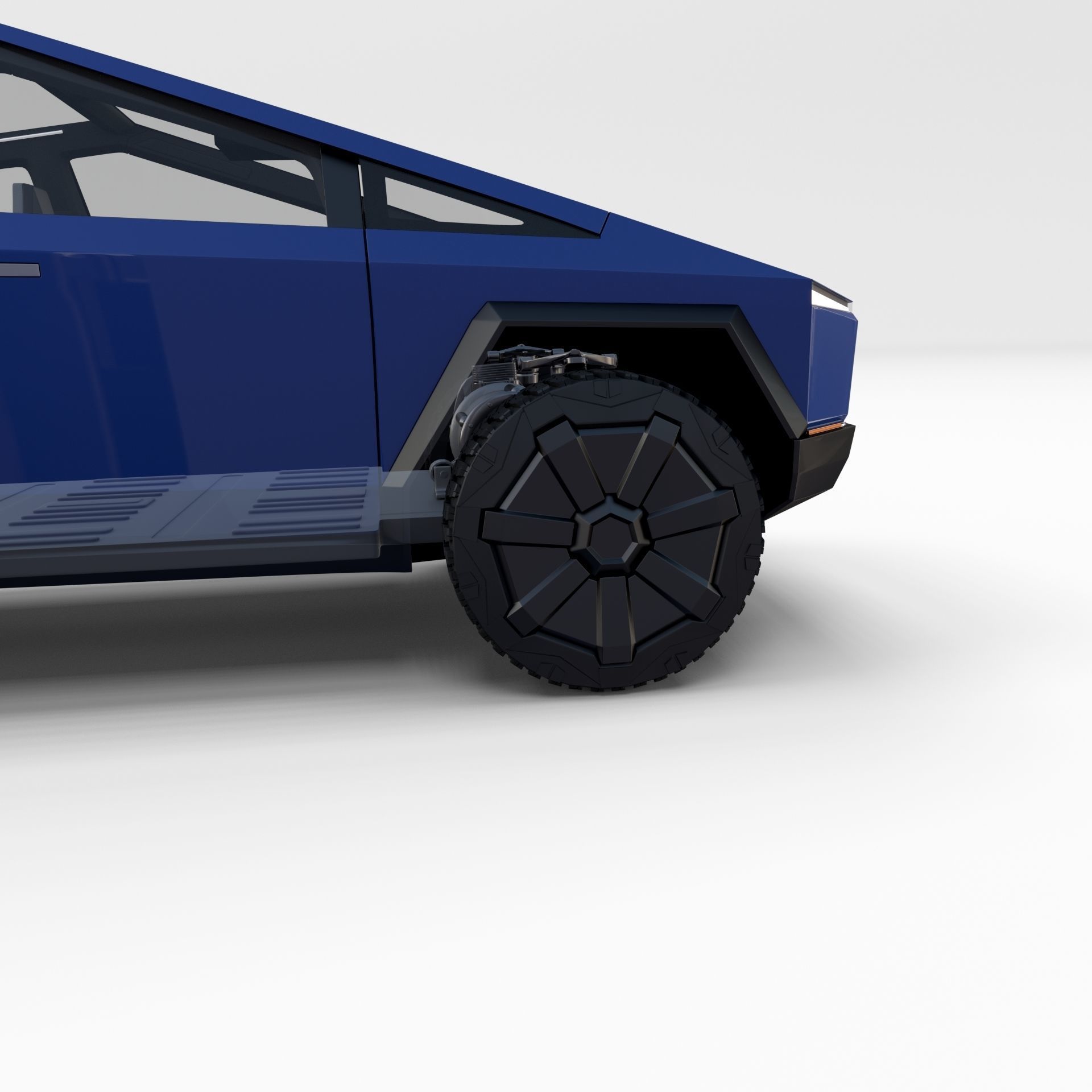 Tesla Cybertruck with chassis and interior Blue 3D model_51
