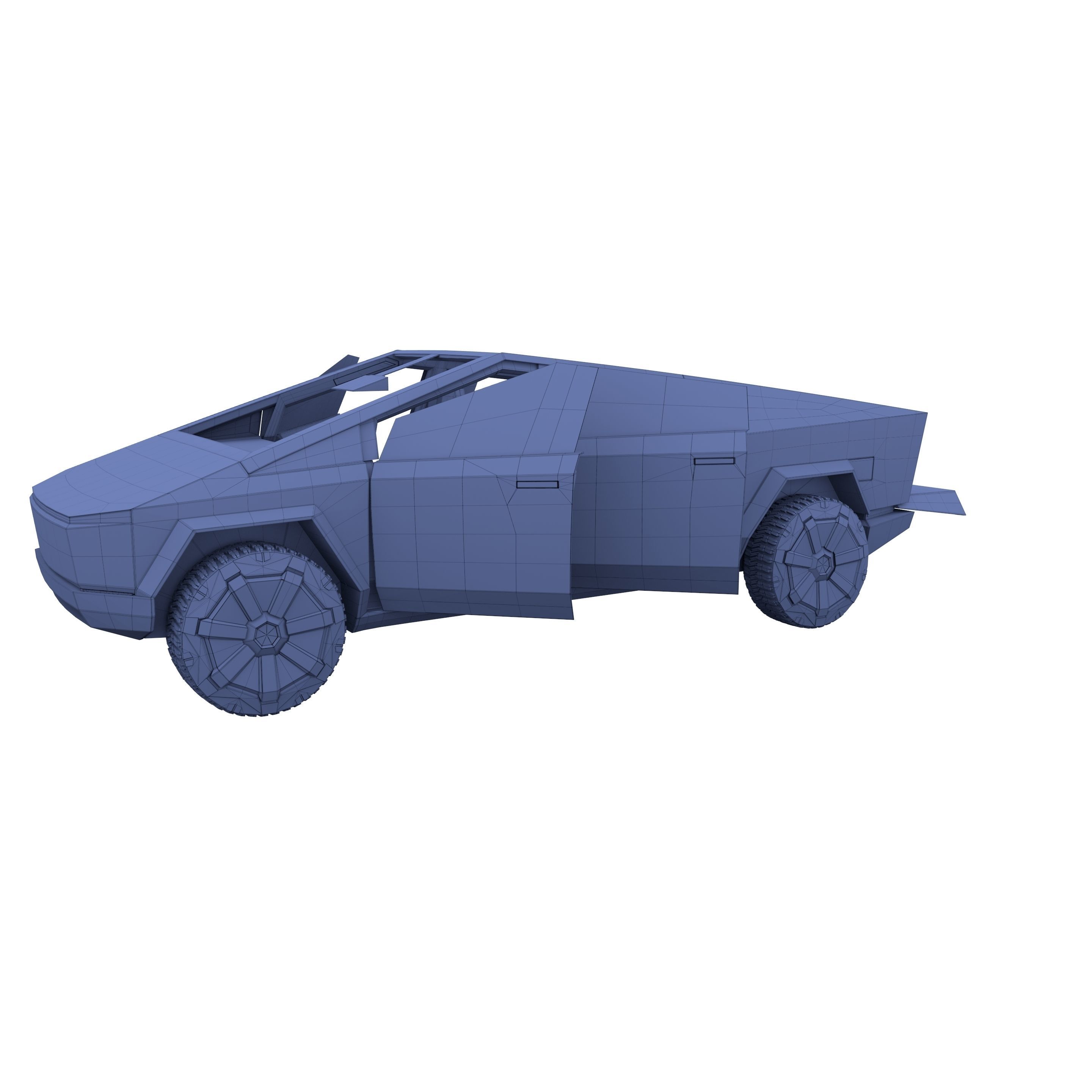 Tesla Cybertruck with chassis and interior Blue 3D model_28