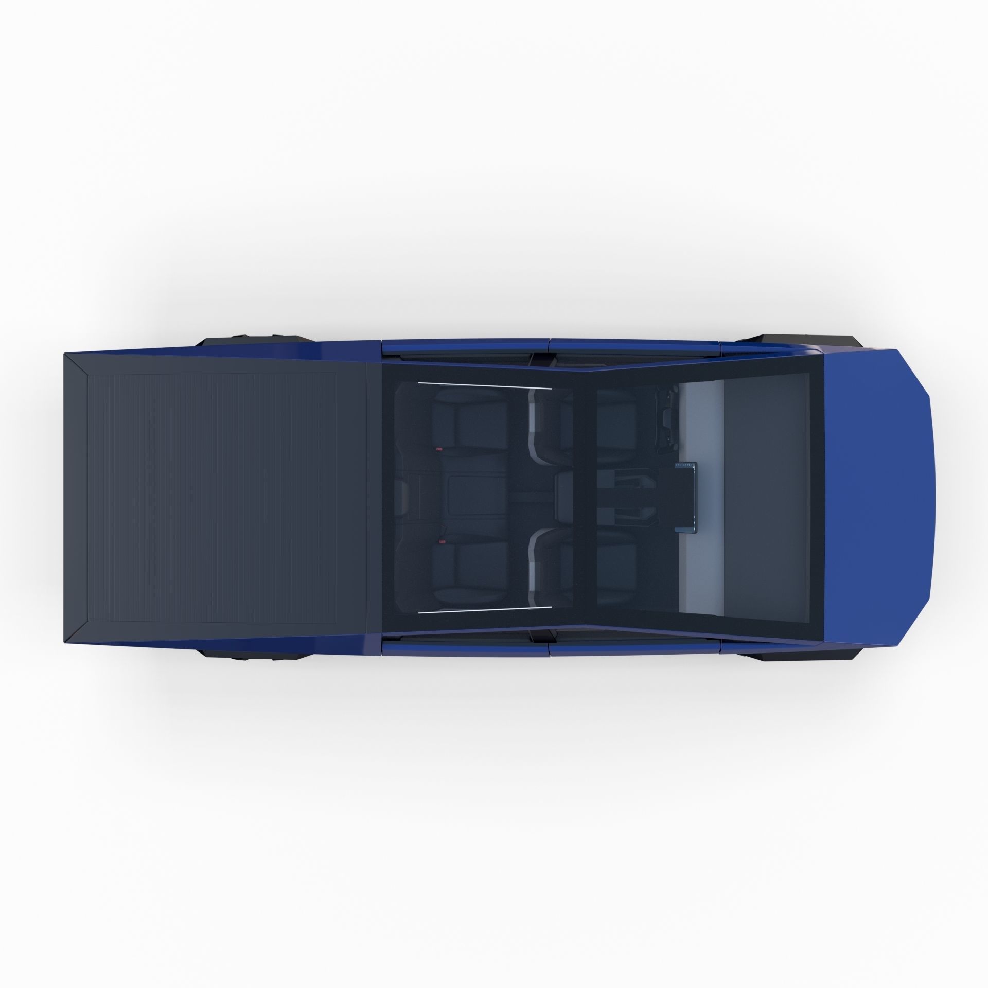 Tesla Cybertruck with chassis and interior Blue 3D model_11