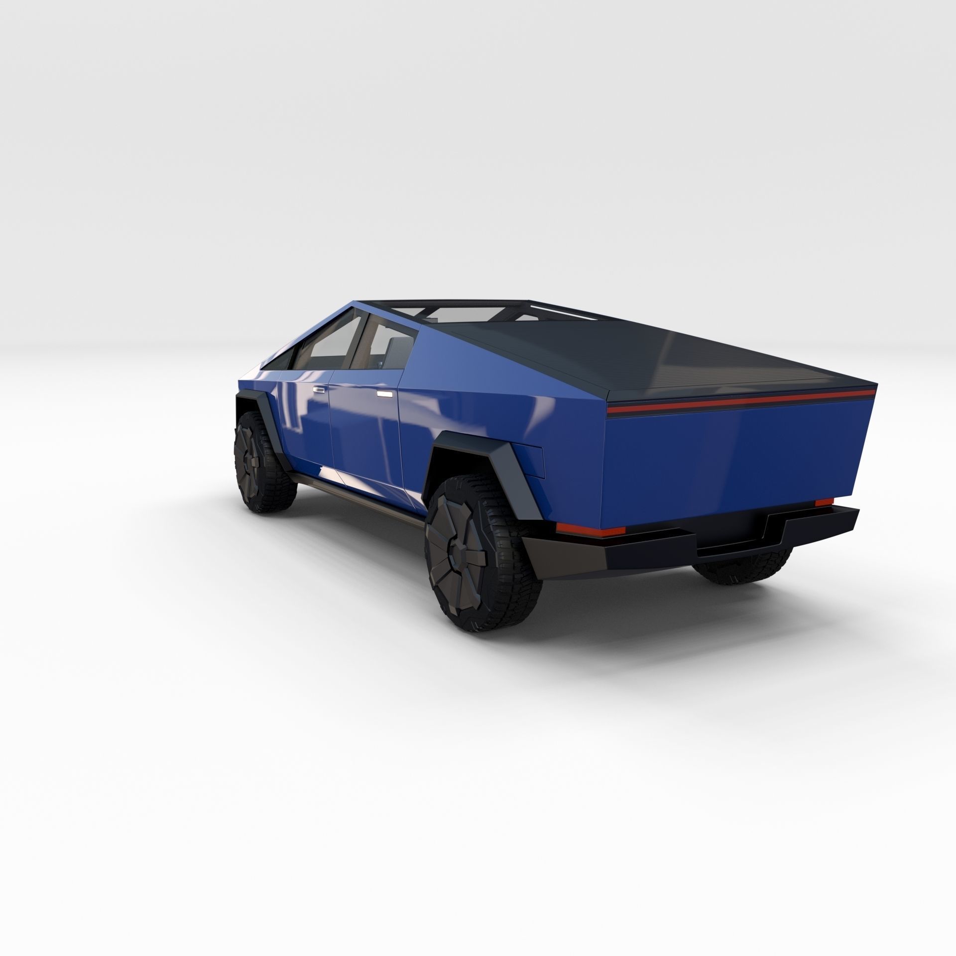 Tesla Cybertruck with chassis and interior Blue 3D model_6