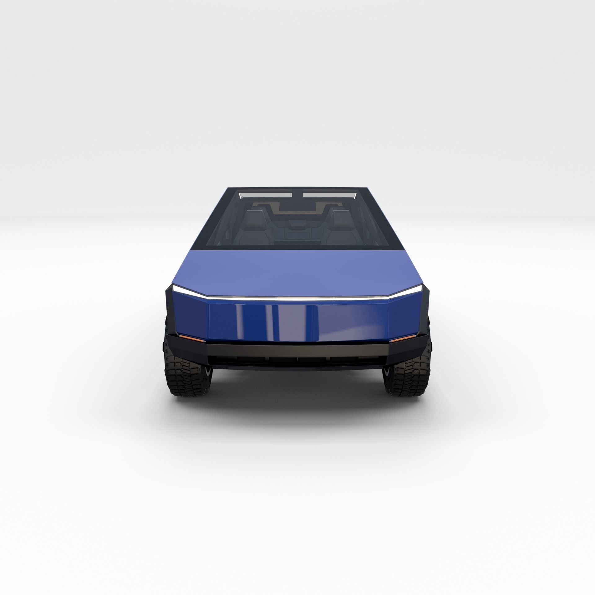 Tesla Cybertruck with chassis and interior Blue 3D model_4